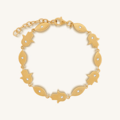 Illuminated Paths Evil Eye & Hamsa Gold Bracelet