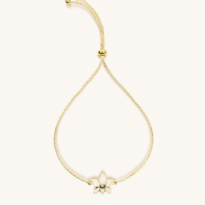 In Full Bloom Diamond Lotus Charm Bracelet, by Karma and Luck