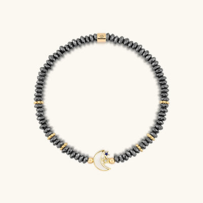 Lunar Sanctuary Moon & Star Hematite Bracelet