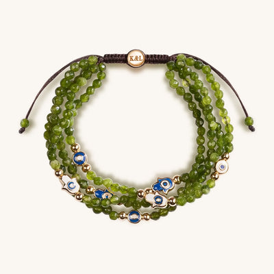 Lucky Shield Jade Enamel Evil Eye Hamsa Bracelet