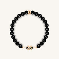Expanding Consciousness Black Onyx Evil Eye Charm Bracelet
