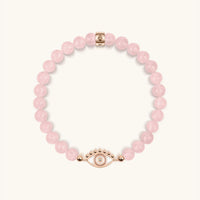 Emotional Healing Rose Quartz Evil Eye Charm Bracelet
