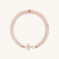 Loyal Support Rose Quartz Diamond Cross Bracelet