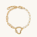 Iridescent Grace - Pearl Diamond Heart Charm Bracelet 1