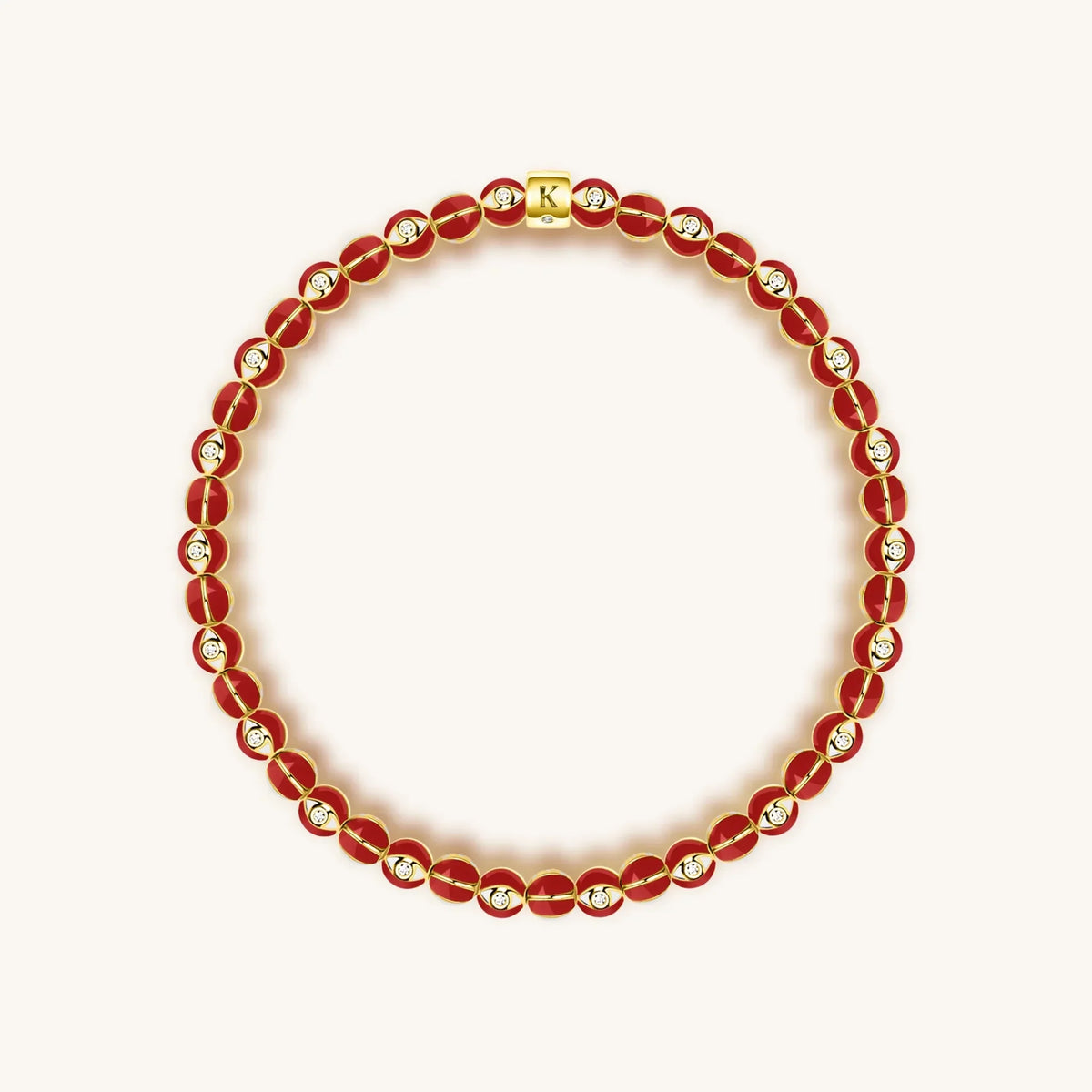 Vigorous Protection - Red Enamel Evil Eye Charm Bracelet