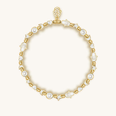 Subtle Balance White Enamel Multi Charm Bracelet
