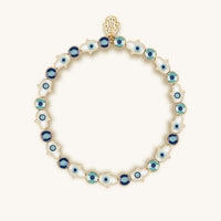 Cradled in Protection Enamel Hamsa Evil Eye Charm Bracelet