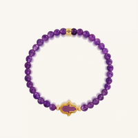 Guiding Light Amethyst Hamsa Gold Bracelet