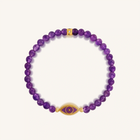Mystic Shield Amethyst Evil Eye Gold Bracelet