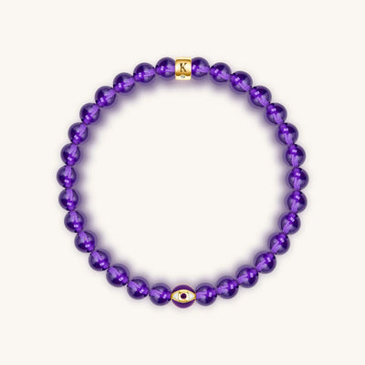 Calming Reflection Amethyst February Birthstone Evil Eye Bracelet