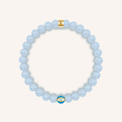 Soothing Rhythm Aquamarine March Birthstone Evil Eye Bracelet