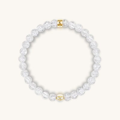 Utmost Clarity Crystal Quartz April Birthstone Evil Eye Bracelet