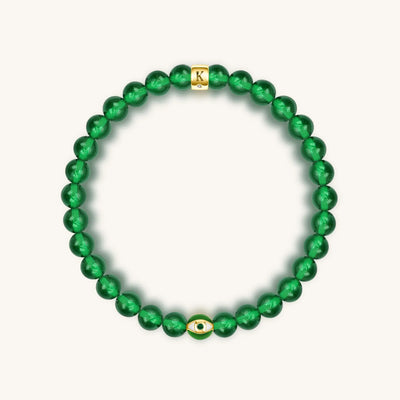 Vital Harmony Emerald Agate May Birthstone Evil Eye Bracelet