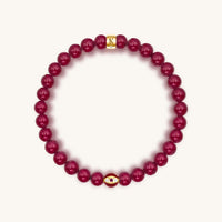Conscious Motivation Ruby Agate July Birthstone Evil Eye Bracelet
