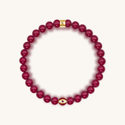 Conscious Motivation Ruby Agate July Birthstone Evil Eye Bracelet