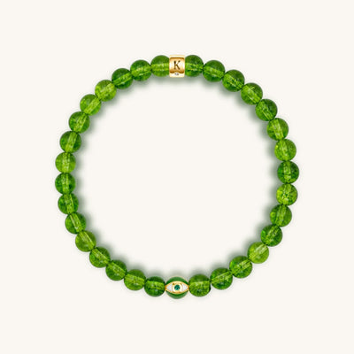 Spiritual Radiance Peridot August Birthstone Evil Eye Bracelet, by Karma and Luck