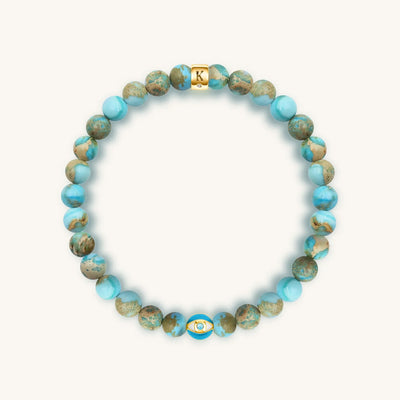 Divine Healing Turquoise December Birthstone Evil Eye Bracelet, by Karma and Luck