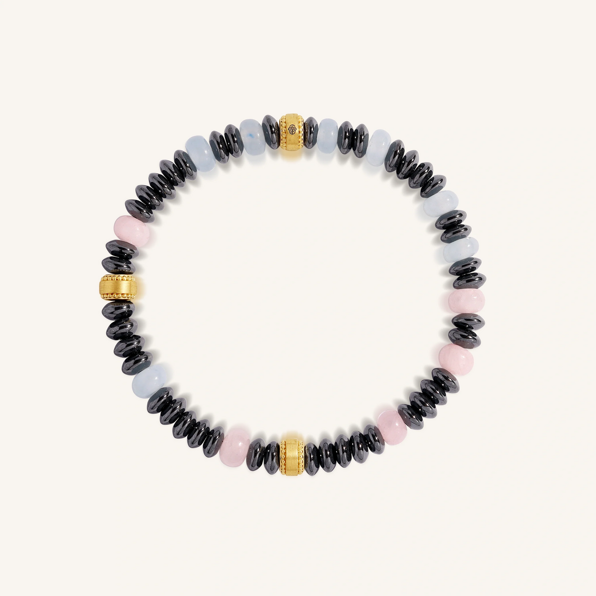 Tranquil Essence – Hematite, Rose Quartz & Aquamarine Bracelet