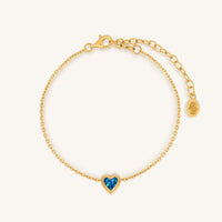 Calming Vibrations Lab Blue Opal Heart Gold Bracelet