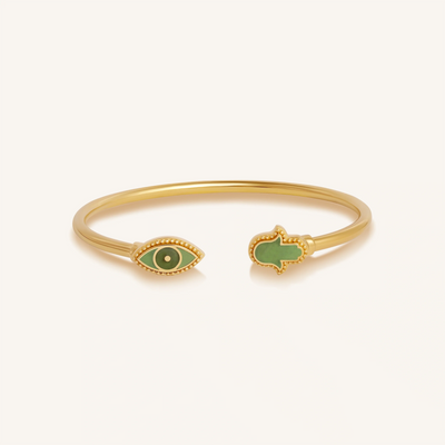 Eternal Shield Jade Evil Eye & Hamsa Cuff