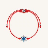 Evolved Soul Lab Blue Opal Star of David Red String Bracelet