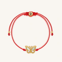 Transcendent Guide Mother of Pearl Butterfly Red String Bracelet