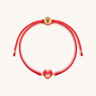 Devoted to Love Evil Eye Heart Charm Red String Bracelet