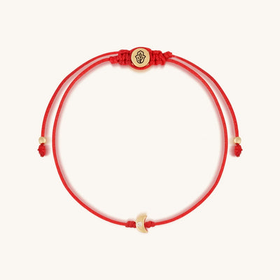 Reflected Grace 14K Gold Moon Red String Bracelet, by Karma and Luck