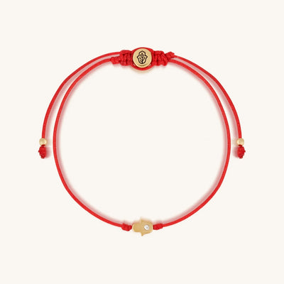 Uplifted Perspective 14K Gold Hamsa Hand Red String Bracelet, by Karma and Luck