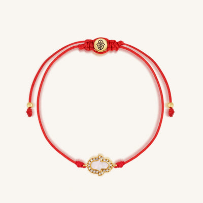 Blessed Journey 14K Gold Diamond Hamsa Red String Bracelet, by Karma and Luck