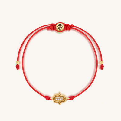 Radiant Blessings 14K Gold Diamond Hamsa Red String Bracelet, by Karma and Luck