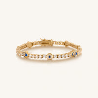 Warden of Peace Gold Evil Eye & Hamsa Tennis Bracelet
