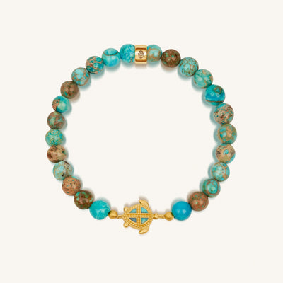 Serene Mentality Turquoise Turtle Gold Bracelet, by Karma and Luck
