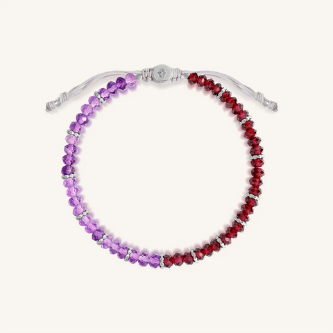 Dreamy Energizer Amethyst Garnet Drawstring Bracelet