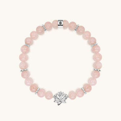 Emotion Renewal Rose Quartz Lotus Charm Bracelet, by Karma and Luck