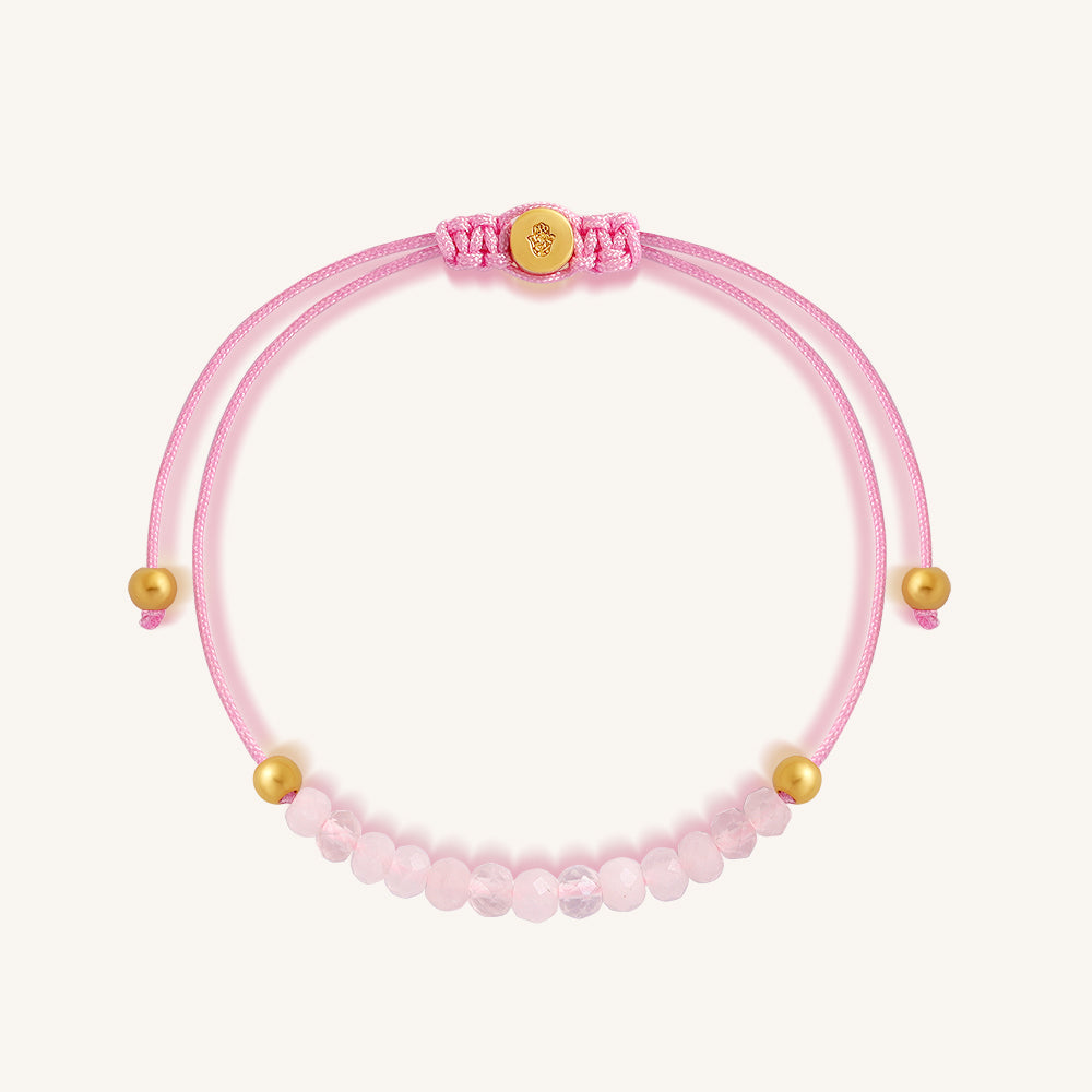 Compassionate Strength – Pink Rose Quartz Macrame Bracelet