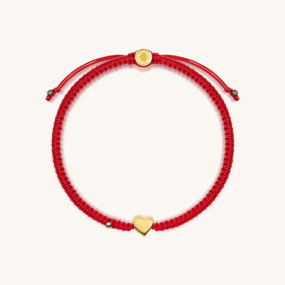 Enchanting Love Red String Gold Heart Charm Bracelet