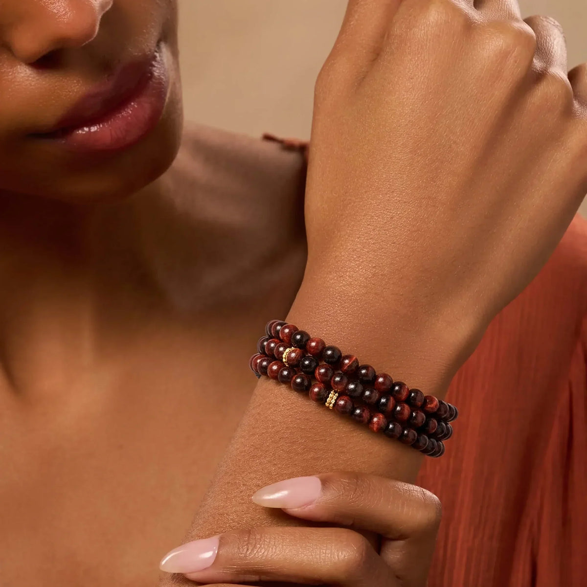 Enduring Flow Red Tiger Eye Turtle Wrap Bracelet