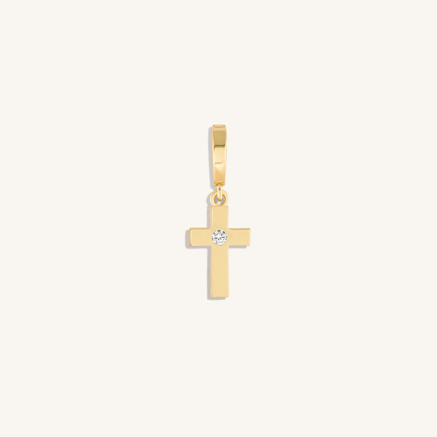 Gleaming Faith Gold Cross Charm