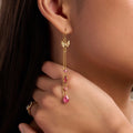 Zen Mindset Tourmaline Butterfly Gold Drop Earrings 2