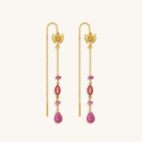 Zen Mindset Tourmaline Butterfly Gold Drop Earrings