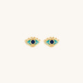 Highest Frequency - Blue Enamel Evil Eye Stud Earrings - Image 1