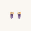 Soothing Remedy - Gold Plated Amethyst Evil Eye Pointer Earrings 1