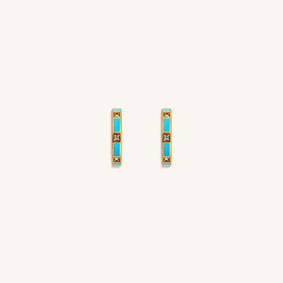 Serene Sensations Turquoise Gold Hoop Earrings