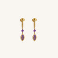 Radiant Clarity Amethyst Evil Eye Gold Earrings 1
