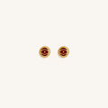 Crimson Shield - Garnet January Birthstone Evil Eye Gold Stud Earrings 1