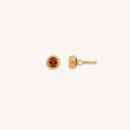 Crimson Shield Garnet January Birthstone Evil Eye Gold Stud Earrings 3