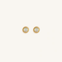 Luminous Shield Opal October Birthstone Evil Eye Gold Stud Earrings