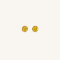 Solar Guard Citrine November Birthstone Evil Eye Gold Stud Earrings