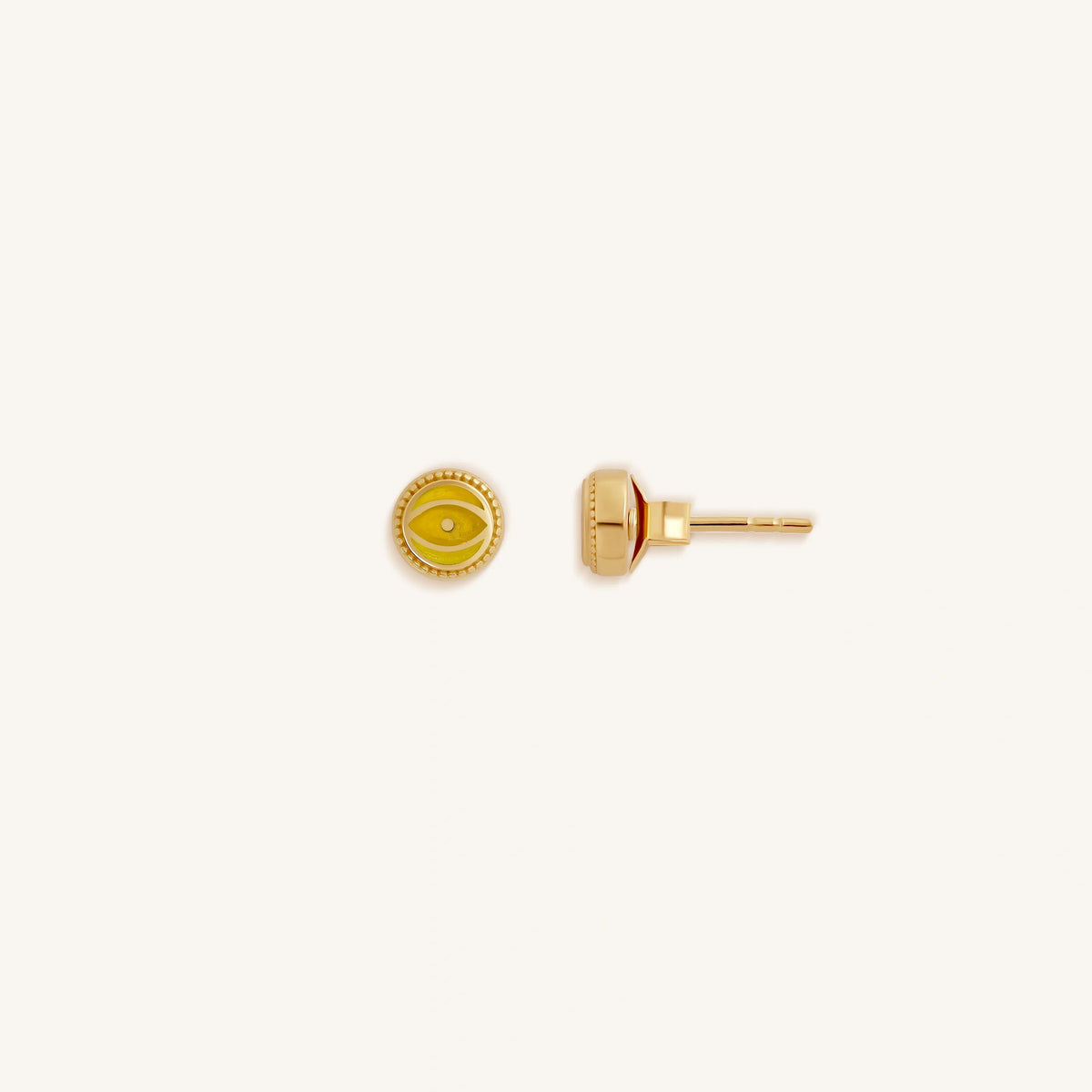 Solar Guard Citrine November Birthstone Evil Eye Gold Stud Earrings